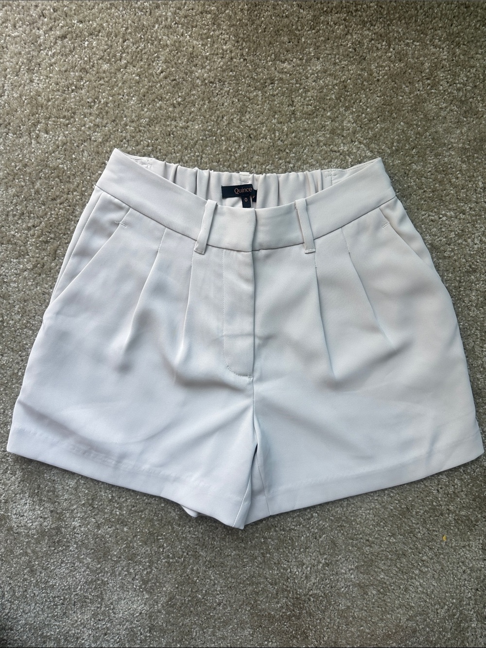 Quince Cream High-Waist Pleated Women's Shorts